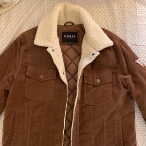 Guess brown and fleece corduroy jacket size M